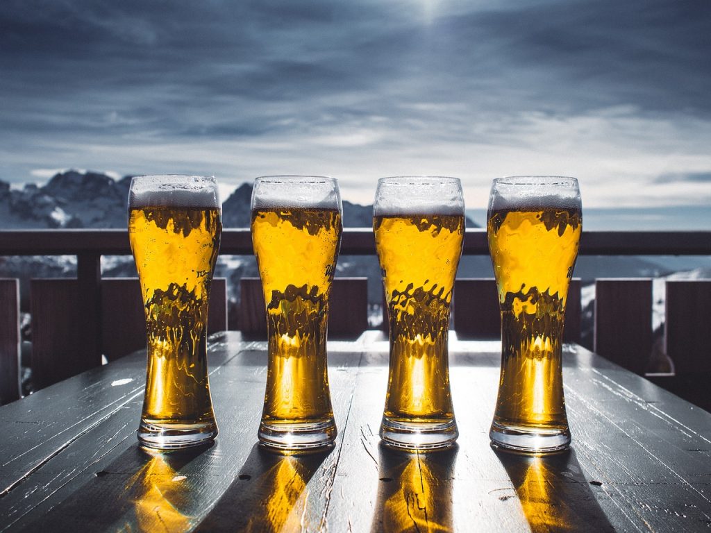 beer, glass, table